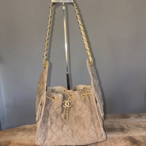 High Quality Taupe suede Hobo 25 Bag